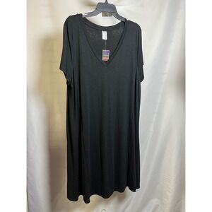 West Loop Womens V-Neck T-Shirt Dress Black Short Sleeve XL New With Tags